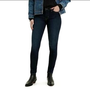 LEVI'S 711 SKINNY JEANS STRAIGHT LEG MID RISE DARK WASH STRETCH WOMENS SIZE 26